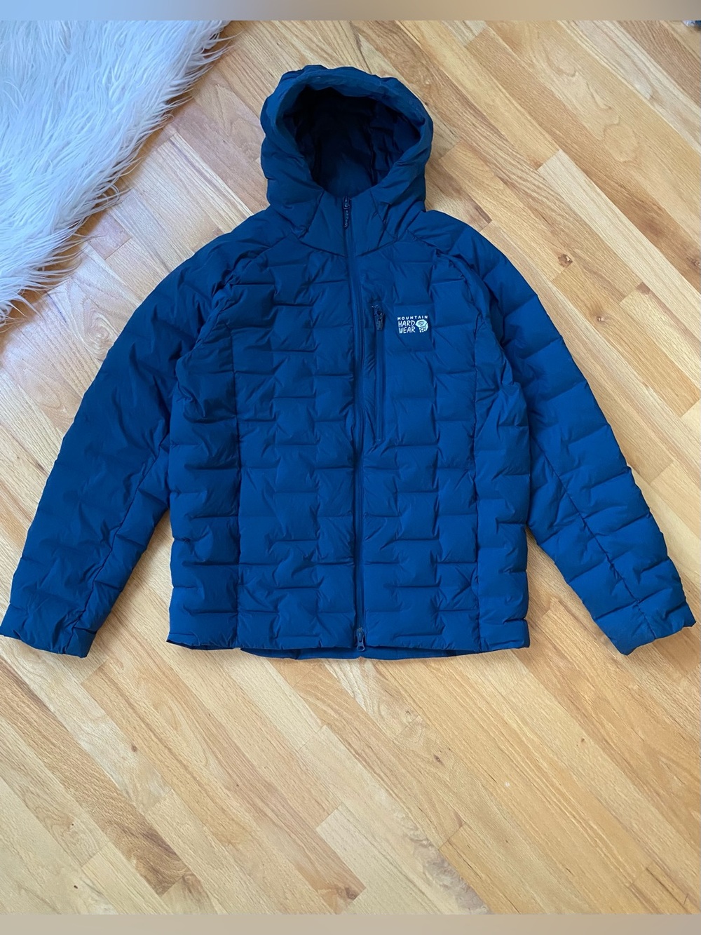 Mountain Hardwear Stretchdown Navy Hooded Puffer Hooded Jacket 700 Down Fill